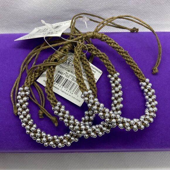 💛 Silver Ball & Rope Adjustable Bracelet - Picture 3 of 4